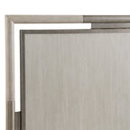 Ensemble de chambre à coucher Roundhill Furniture Mantalia en bois massif, comprenant un lit à panneaux, une commode, un miroir, deux tables de chevet et un banc, couleur champagne.