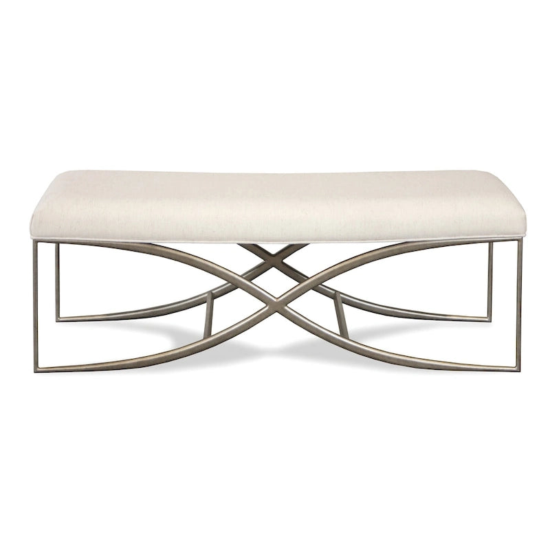 Ensemble de chambre à coucher Roundhill Furniture Mantalia en bois massif, comprenant un lit à panneaux, une commode, un miroir, deux tables de chevet et un banc, couleur champagne.