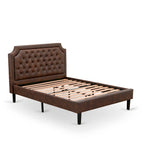 Ensemble de chambre à coucher 2 pièces King avec lit et table de chevet noire brossée - Cuir PU marron foncé et pieds noirs (taille de lit au choix)