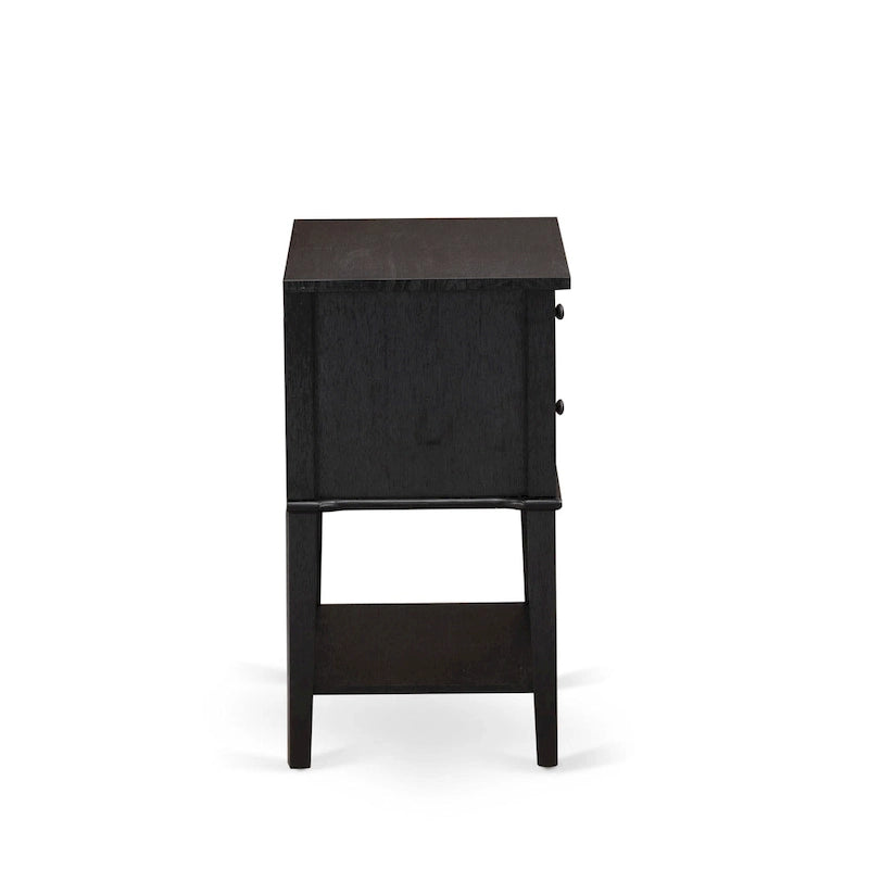 Ensemble de chambre à coucher 2 pièces King avec lit et table de chevet noire brossée - Cuir PU marron foncé et pieds noirs (taille de lit au choix)