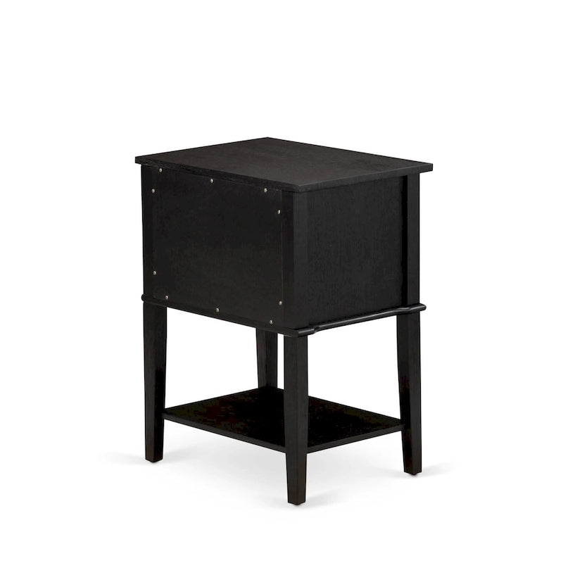 Ensemble de chambre à coucher 2 pièces King avec lit et table de chevet noire brossée - Cuir PU marron foncé et pieds noirs (taille de lit au choix)