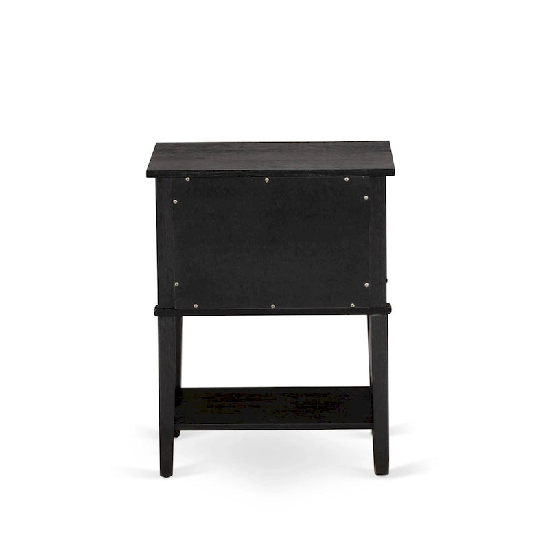 Ensemble de chambre à coucher 2 pièces King avec lit et table de chevet noire brossée - Cuir PU marron foncé et pieds noirs (taille de lit au choix)