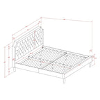 Ensemble de chambre à coucher 2 pièces King avec lit et table de chevet noire brossée - Cuir PU marron foncé et pieds noirs (taille de lit au choix)