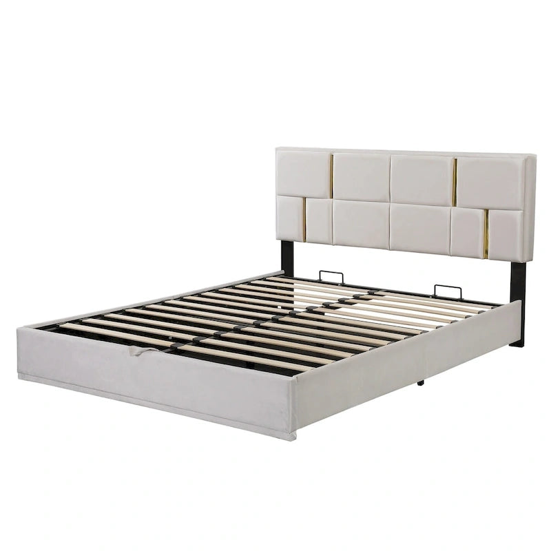 Ensemble de chambre à coucher 2 pièces, lit plateforme rembourré Queen Size