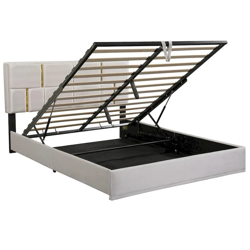 Ensemble de chambre à coucher 2 pièces, lit plateforme rembourré Queen Size