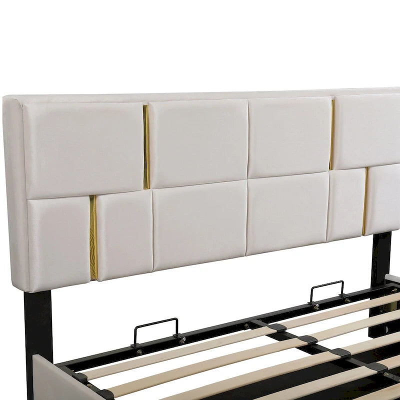 Ensemble de chambre à coucher 2 pièces, lit plateforme rembourré Queen Size