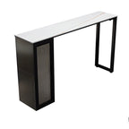 Tables de bar modernes en acier et pierre noire avec piédestal de rangement