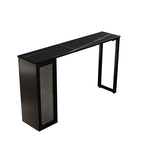 Tables de bar modernes en acier et pierre noire avec piédestal de rangement