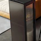 Tables de bar modernes en acier et pierre noire avec piédestal de rangement