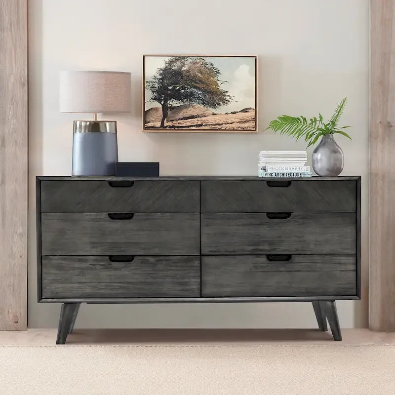 Ensemble de chambre à coucher Mohave 4 pièces en acacia avec commode et tables de chevet