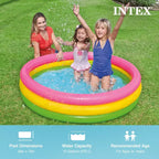 Intex Sunset Glow Piscine gonflable en vinyle 3 anneaux de 58 x 13 po pour tout-petits de 2 ans et plus, 6 paquets, multicolore