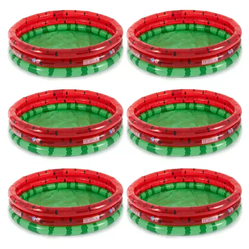 Intex 66 Inch Round Inflatable Outdoor Kids Swimming and Wading Watermelon Pool Accommodating Up To 154 Gallons of Water for Ages 2 and Up (6 Pack)