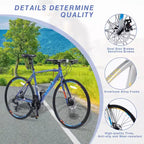 Vélo de route avec transmission 24 vitesses, vélo 700C avec freins à disque, cadre léger en alliage d'aluminium, vélo hybride de route
