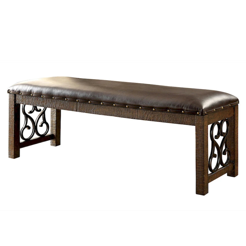 Banc de salle à manger en similicuir traditionnel