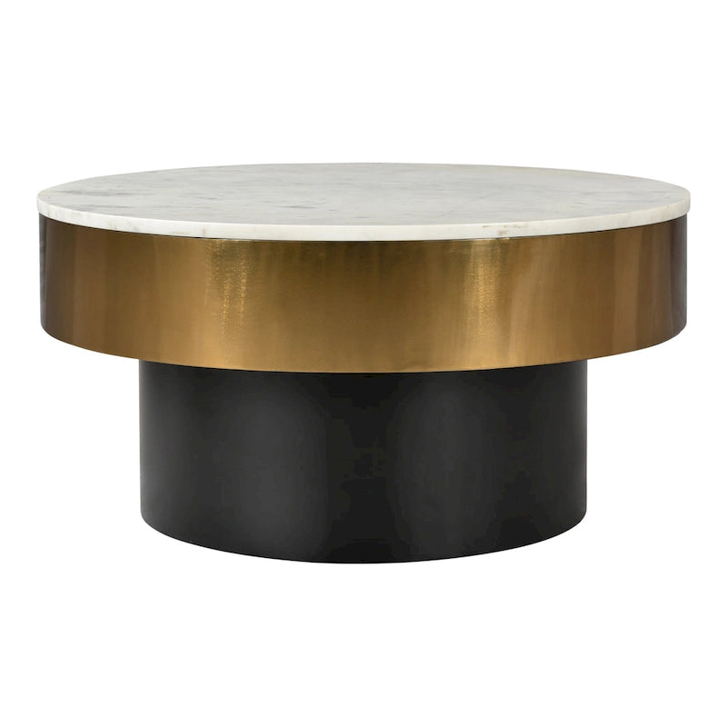 Table basse en marbre à bordure dorée Glam