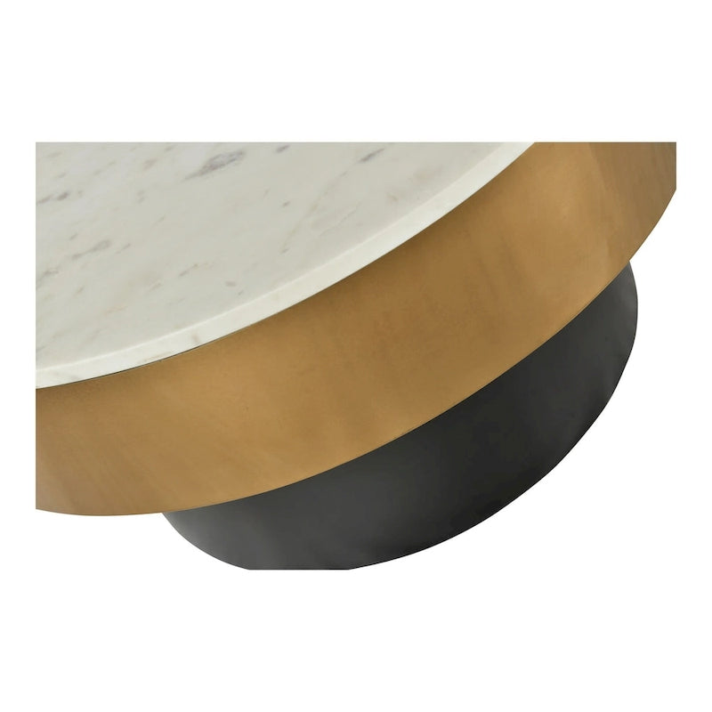 Table basse en marbre à bordure dorée Glam