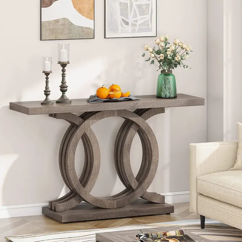 Console de ferme de 55 pouces avec base géométrique