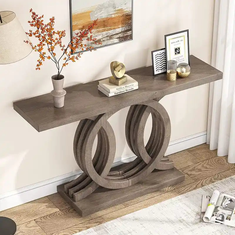 Console de ferme de 55 pouces avec base géométrique