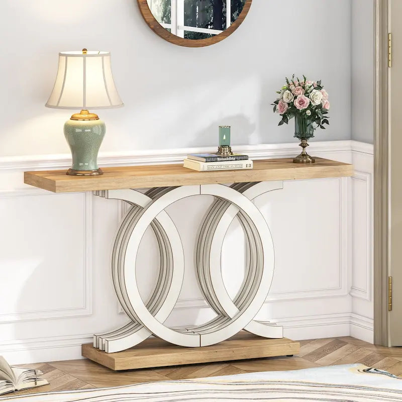 Console de ferme de 55 pouces avec base géométrique