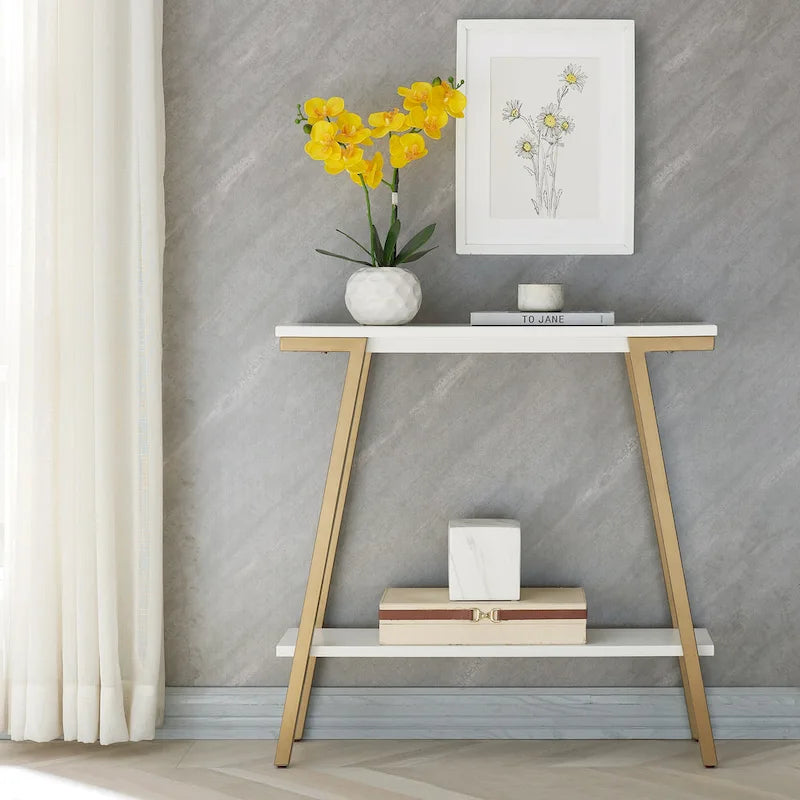 Console de couloir en bois et métal, table de canapé