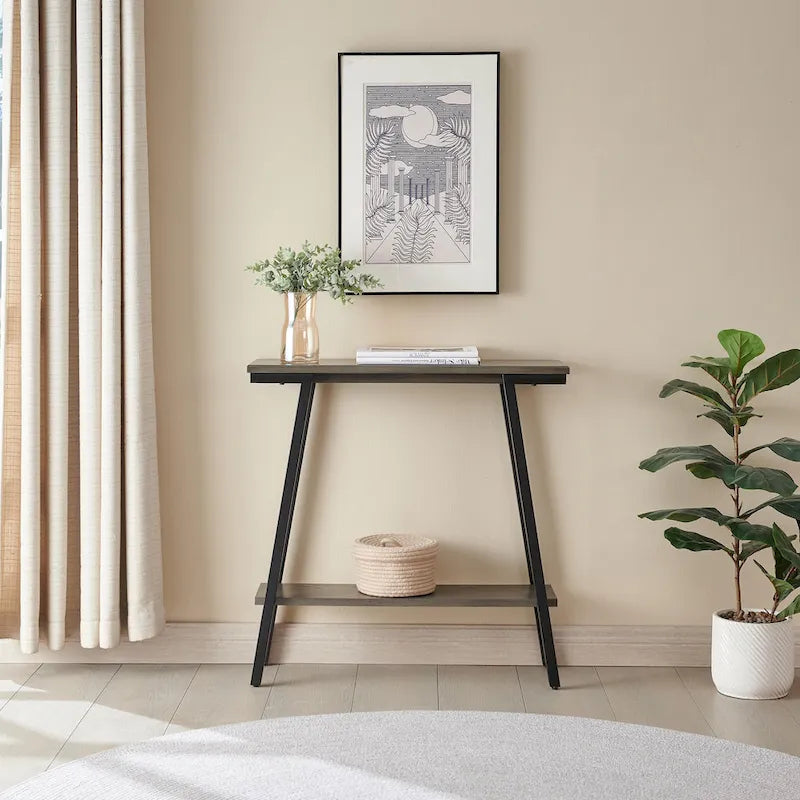 Console de couloir en bois et métal, table de canapé