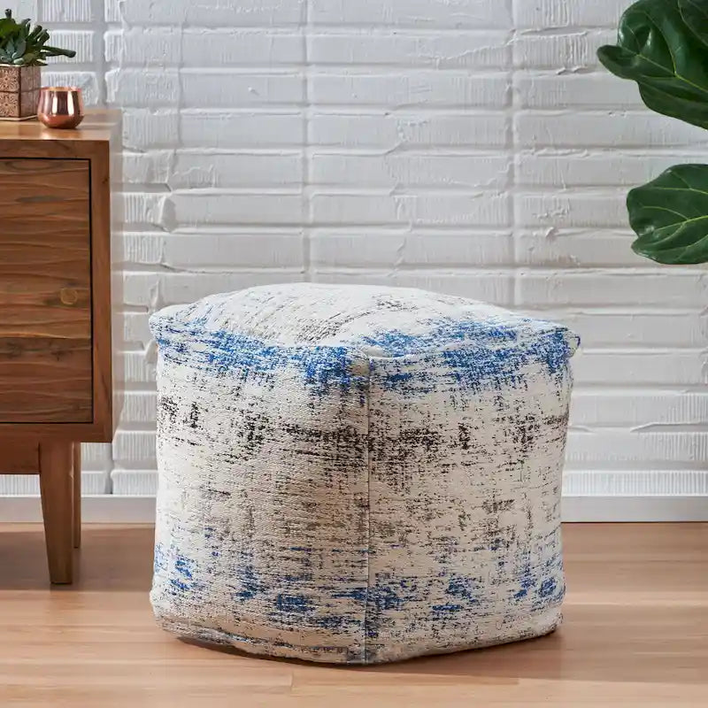 Pouf Cube en Tissu Bohème