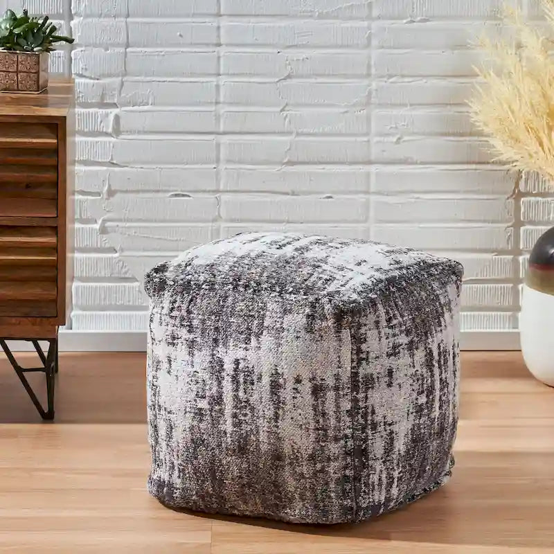 Pouf Cube en Tissu Bohème