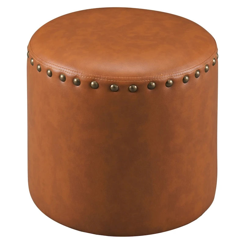 Pouf rond en similicuir