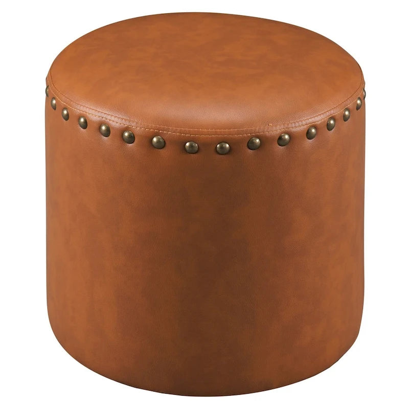 Pouf rond en similicuir