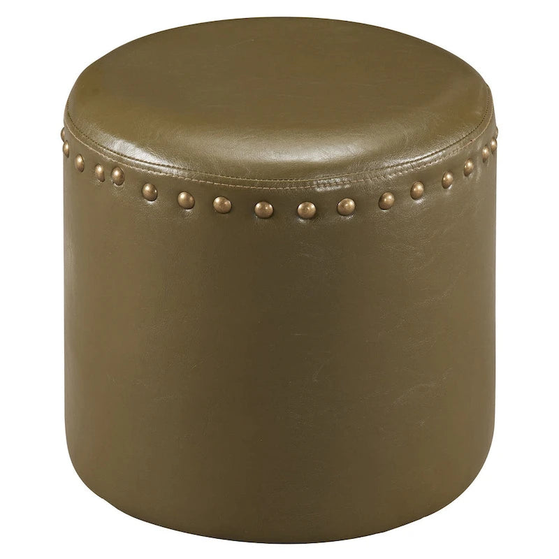 Pouf rond en similicuir