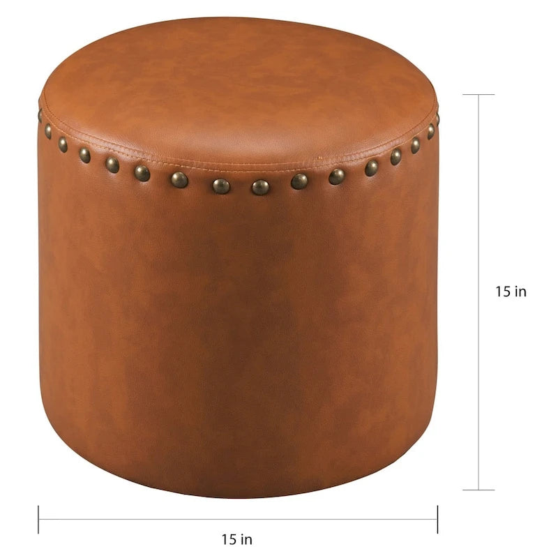 Pouf rond en similicuir