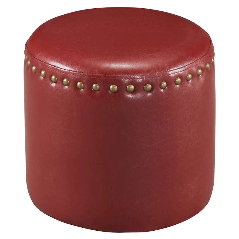 Pouf rond en similicuir