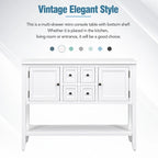 Console Vintage avec 4 Tiroirs et Étagère Inférieure