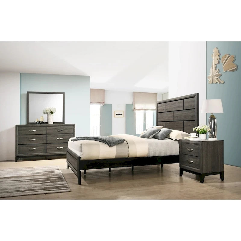 Ensemble de chambre à coucher contemporain 5 pièces Roundhill Furniture Stout Panel