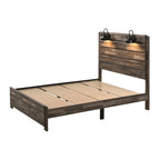 Ensemble de chambre à coucher Edyth 3 pièces marron avec plateforme