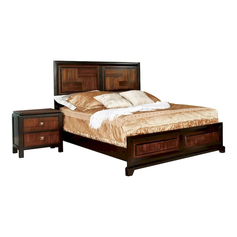 Ensemble de chambre à coucher Jupa Transitional en bois de noyer, composé de 2 panneaux, par Furniture of America