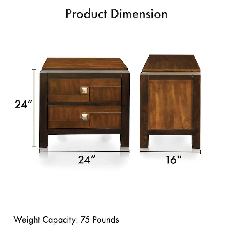 Ensemble de chambre à coucher Jupa Transitional en bois de noyer, composé de 2 panneaux, par Furniture of America