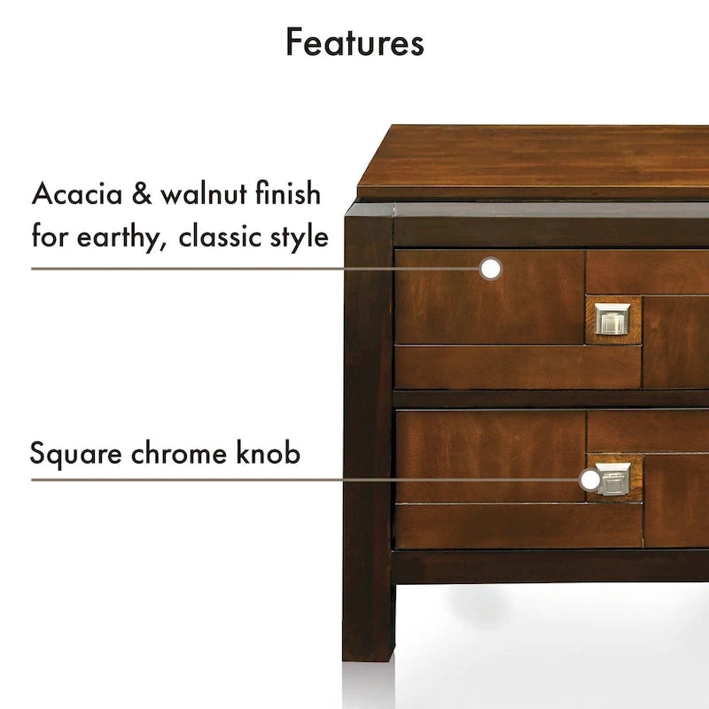 Ensemble de chambre à coucher Jupa Transitional en bois de noyer, composé de 2 panneaux, par Furniture of America