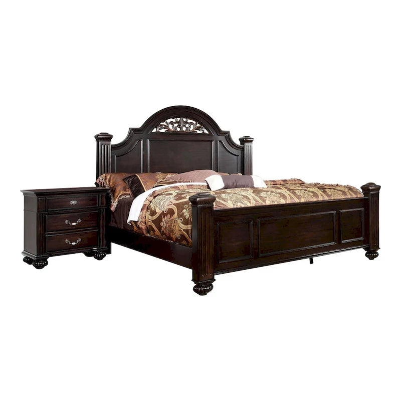 Ensemble de chambre à coucher traditionnel Vame en bois de noyer, 2 pièces, par Furniture of America