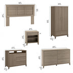 Ensemble de chambre à coucher Somerset 6 pièces pour lit double/queen de Bush Furniture