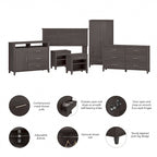 Ensemble de chambre à coucher Somerset 6 pièces pour lit double/queen de Bush Furniture
