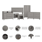 Ensemble de chambre à coucher Somerset 6 pièces pour lit double/queen de Bush Furniture