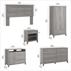 Ensemble de chambre à coucher Somerset 6 pièces pour lit double/queen de Bush Furniture