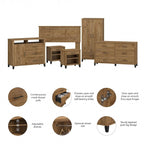 Ensemble de chambre à coucher Somerset 6 pièces pour lit double/queen de Bush Furniture