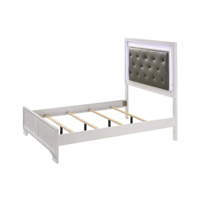 Ensemble de chambre à coucher Kym 4 pièces Frost LED en similicuir capitonné
