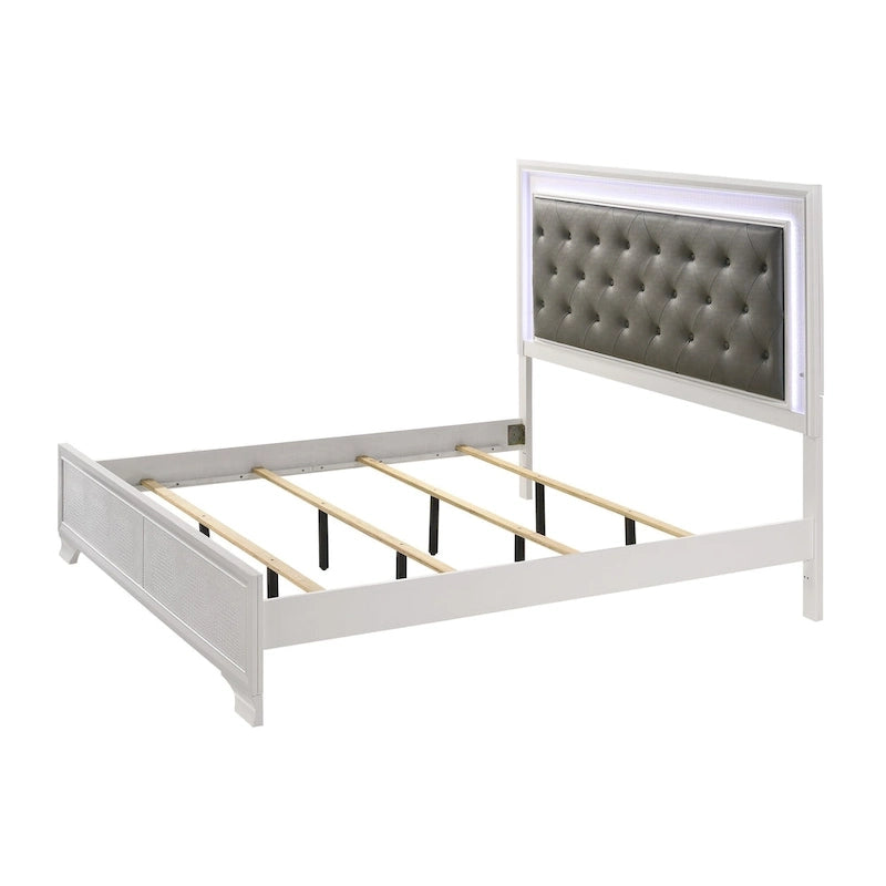 Ensemble de chambre à coucher Kym 4 pièces Frost LED en similicuir capitonné