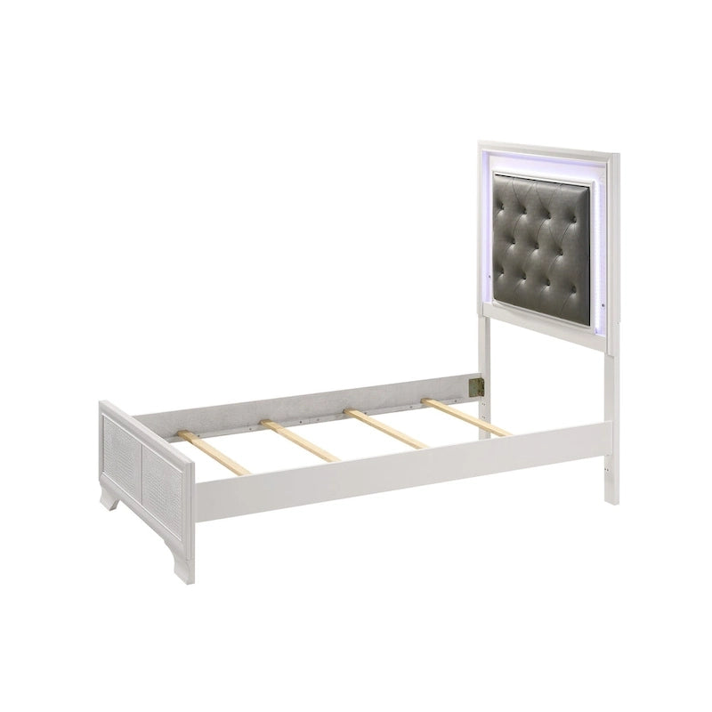 Ensemble de chambre à coucher Kym 4 pièces Frost LED en similicuir capitonné