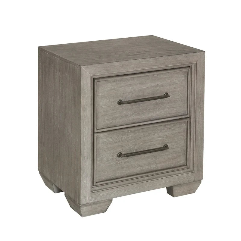 Ensemble de chambre à coucher Roundhill Furniture Ennesley en bois gris avec lit à panneaux rembourrés, commode, miroir et table de chevet