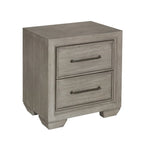 Ensemble de chambre à coucher Roundhill Furniture Ennesley en bois gris avec lit à panneaux rembourrés, commode, miroir et table de chevet