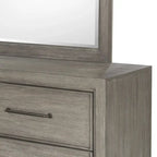 Ensemble de chambre à coucher Roundhill Furniture Ennesley en bois gris avec lit à panneaux rembourrés, commode, miroir et table de chevet